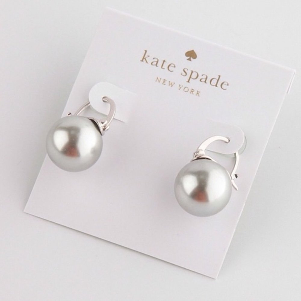 KATE SPADE Shine On Pearl Drop Earrings in Silver evening wear formal NWT 👀
